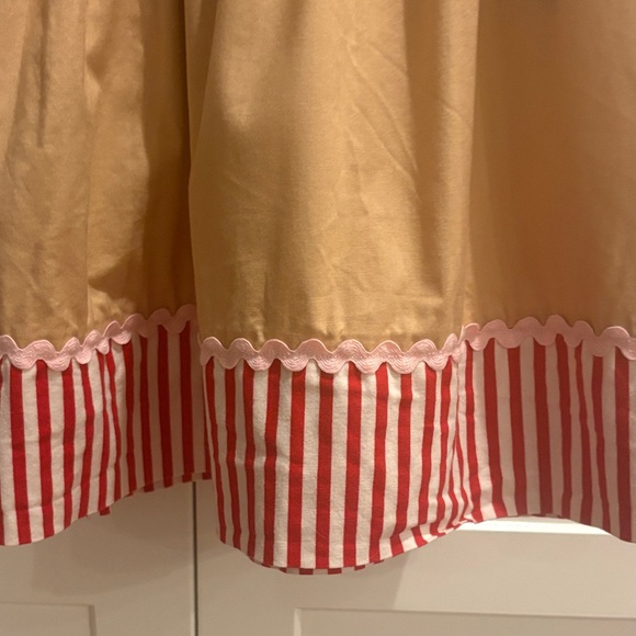 Adorable Holiday Tan and Red Striped Kids Dress - Picture 5 of 5